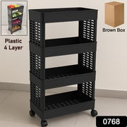 4-layer Plastic Storage Rack With Wheels SKU 0768_4layer_plastic_storage_rack